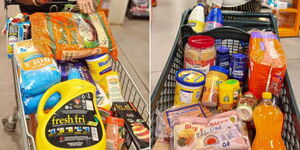 Food items places on a trolley at a supermarket in Nairobi.