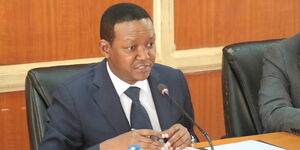 Foreign Affairs CS Alfred Mutua at a Parliamentary committee meeting on June 29, 2023