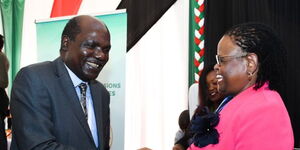 Former IEBC Chairperson Wafula Chebukati and Chief Justice Martha Koome.