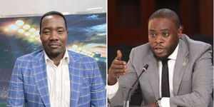Former Citizen TV presenter Willis Raburu (right) and Nairobi Governor Johnson Sakaja.