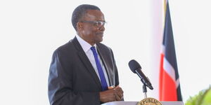 Former Chief Justice David Maraga addresses the media at State House on November 16, 2023.
