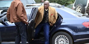 The late Jakoyo Midiwo steps out of a car in Kisumu on February 3, 2020