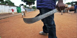 A man wielding a panga