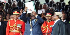Former President Mwai Kibaki during the promulgation of the 2010 Constitution on August 27, 2010.