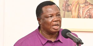 COTU Secretary General Francis Atwoli speaking during a meeting with President William Ruto at State House, Nairobi in February 14, 2023