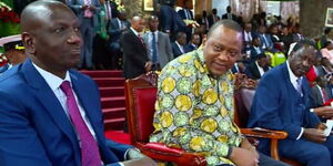 From Left to right: President William Ruto, former President Uhuru Kenyatta and former Prime Minister Raila Odinga.