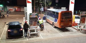 Motorists at a petrol station in Kinoo along Waiyaki Way on January 7, 2023.