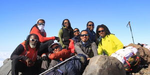 seven members of the Full Circle group after climbing Mt Everest on Thursday May 12, 2022