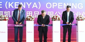 The FullCare Medical facility was inaugurated at a ribbon-cutting ceremony graced by China Embassy Minister Counsellor Mr. Zhang (centre), Founder of FullCare Medical, Lu Jianguo (right), and Rendeavour Founder & CEO Stephen Jennings (left).