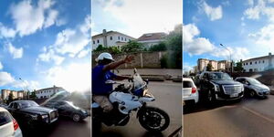 A photo collage of high-end vehicles pictured at a Nairobi highway on Saturday, April 22, 2023