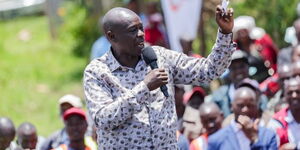 Deputy President Rigathi Gachagua speaking during a meeting in Bomet County on March 16, 2024.