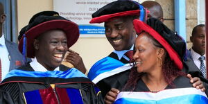 Deputy President Rigathi Gachagua among other delegates at the Outspan Medical College graduation in Nyeri County on November 19, 2022.