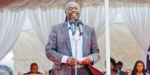Deputy President Rigathi Gachagua speaking during a church service in Kesses on May 26, 2024