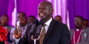 Deputy President Rigathi Gachagua speaking during a church service on March 26, 2024