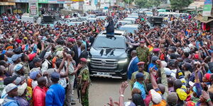Deputy President Rigathi Gachagua addressing a rally in Nyeri
