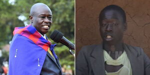 A photo collage of Deputy President Rigathi Gachagua speaking in Elgeyo Marakwet (left) and Fred Otieno speaking in Homa Bay County on July 6, 2023 (right).