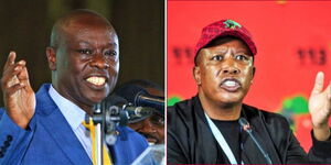 A photo collage of Deputy President Rigathi Gachagua and South Africa Opposition leader Julius Malema 