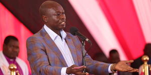 Deputy President Rigathi Gachagua speaking in Bungoma County on August 27, 2023.