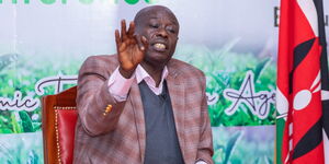 Deputy President Rigathi Gachagua speaking during an interview with journalists in Kericho County on July 6, 2023.