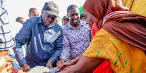 Deputy President Rigathi Gachagua distributing relief food in Garissa on December 4, 2023. 