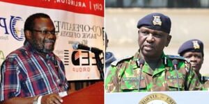 A photo collage of former NMG Editor Macharia Gaitho (left) and Acting Police IG Douglas Kanja
