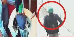 Photo collage of a suspect captured on CCTV camera robbing a shop in Nakuru 