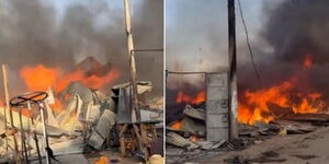 A screengrab of the fire incident that razed down Suq Mugdi in Garissa County on June 30, 2025.