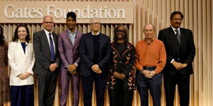 An image of Bill Gates with the Gates Foundation leaders at a past event in Seattle, USA
