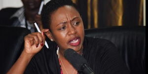 Murang'a Woman Representative Sabina Chege addressing the media on January, 20, 2021.