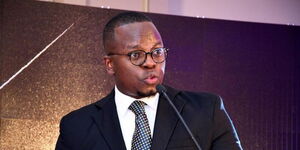 Ex-BBC journalist George Ndirangu addresses the media in Nairobi on November 25, 2022. 