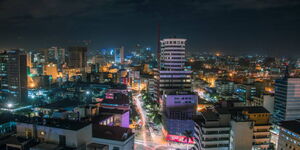 A skyline of Nairobi at night