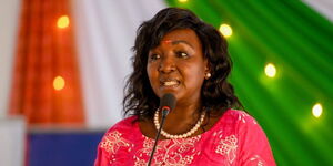 National Assembly Deputy Speaker Gladys Boss Shollei speaks at an event on the  Diaspora's Contribution to Nation building organized by the  Hindu Council Of Kenya on March 18, 2023.