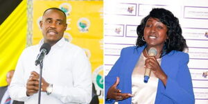 A photo collage of UDA Secretary-General Cleophas Malala and National Assembly Deputy Speaker, Gladys Shollei. 