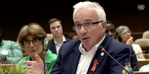 Global Funds Executive Director, Peter Sands during a meeting on July 13, 2023.