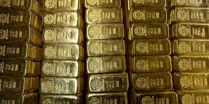 Gold bars on display