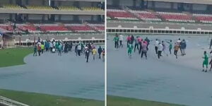 A section of Gor Mahia fans rushing towards the exit at Kasarani stadium on November 11, 2023