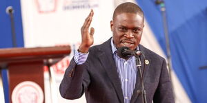 Governor Johnson Sakaja addresses the congregation during  a service at Friends Church Quakers in Donholm on Sunday, April 23, 2023.