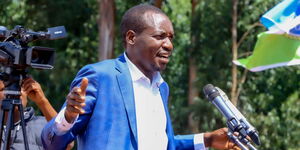 Kisii Governor Simba Arati speaking during a ground breaking ceremony for the construction  of the Kisii  County Aggregation and Industrial Park (CAIP), at Tongeri in Bomachoge Borabu constituency on September 20, 2023
