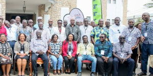 Governors pose for a photo at a previous retreat, Govenor Irungu Kang'ata stands at the far right