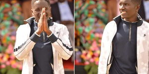 A photo collage of St. Paul's University graduate, Philip Obae during Jamhuri Day Celebrations on December 12, 2022.