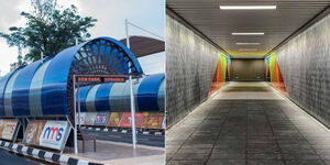 Photo collage of the Green Park Terminus in Nairobi and a design of an underpass similar to what would be constructed in Nairobi