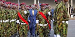 President William Ruto inspecting a GSU passout parade on January 12, 2023