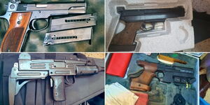 An assortment of guns recovered in Dagretti, Nairobi on April 14, 2021