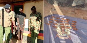Police officers from Alale Police Station arrest a 20-year-old on suspicion of being an arms dealer.