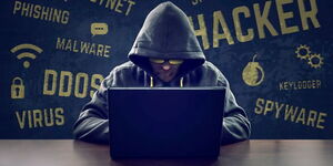 An illustration of someone engaging in cybercrime