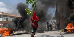 A member of Haiti gang during a protest