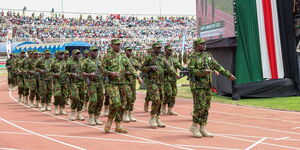 Kenyan officers from Haiti at Nyayo Stadium