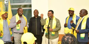 UDA Secretary General Hassan Omar addressing party delegates at the Hustler Plaza in Nairobi on October 29, 2024