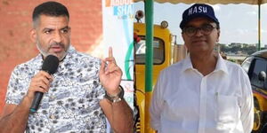 A photo collage of Mombasa Governor Abdulswamad Nassir (left) and billionaire Hasu Patel (right).