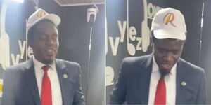 Westlands parliamentary candidate, Nelson Havi wears an Azimio branded cap on Monday, July 25.